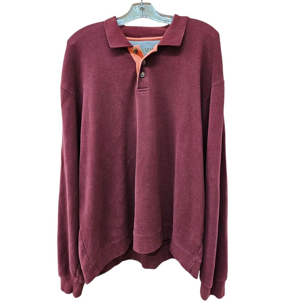 Orvis Men's Maroon Polo Pullover Sweater 100% Cotton Men's XL